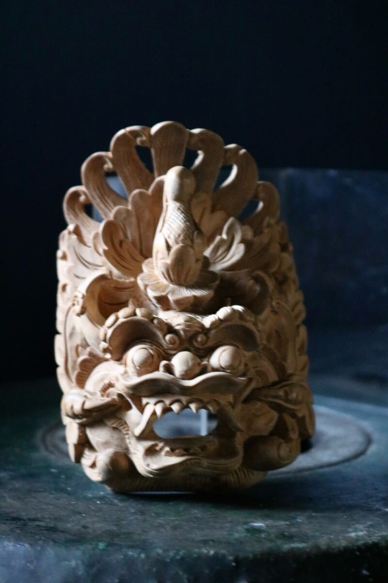 インドネシア バリ島 木彫 オブジェ 聖獣 バロン 飾面 巴厘 獅子野獸面具 ビンテージ拍卖