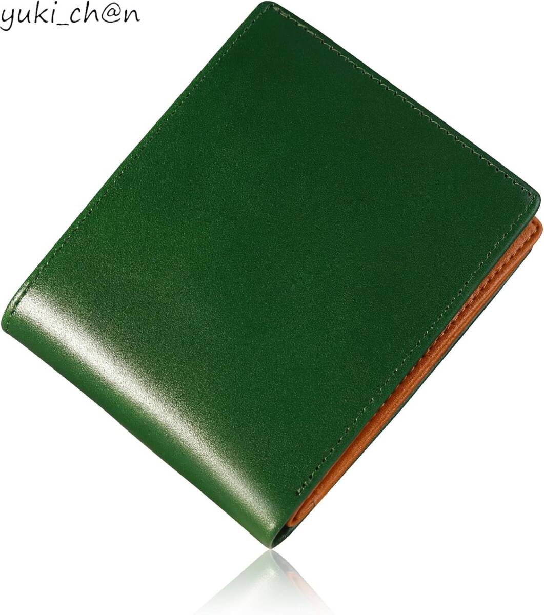 財布 メンズ 2つ折り 栃木レザー 本革 大容量 カード16枚収納 二つ折り メンズ財布 折り財布 一流の革職人が作る 箱入り グリーン拍卖