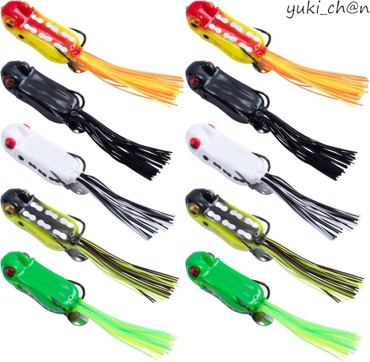 フロッグ ルアーセット カエル 14g 6cm 5色 10セット シリコンスカート ブレード 蛙 フック餌 釣り餌 ソフト ルアー拍卖
