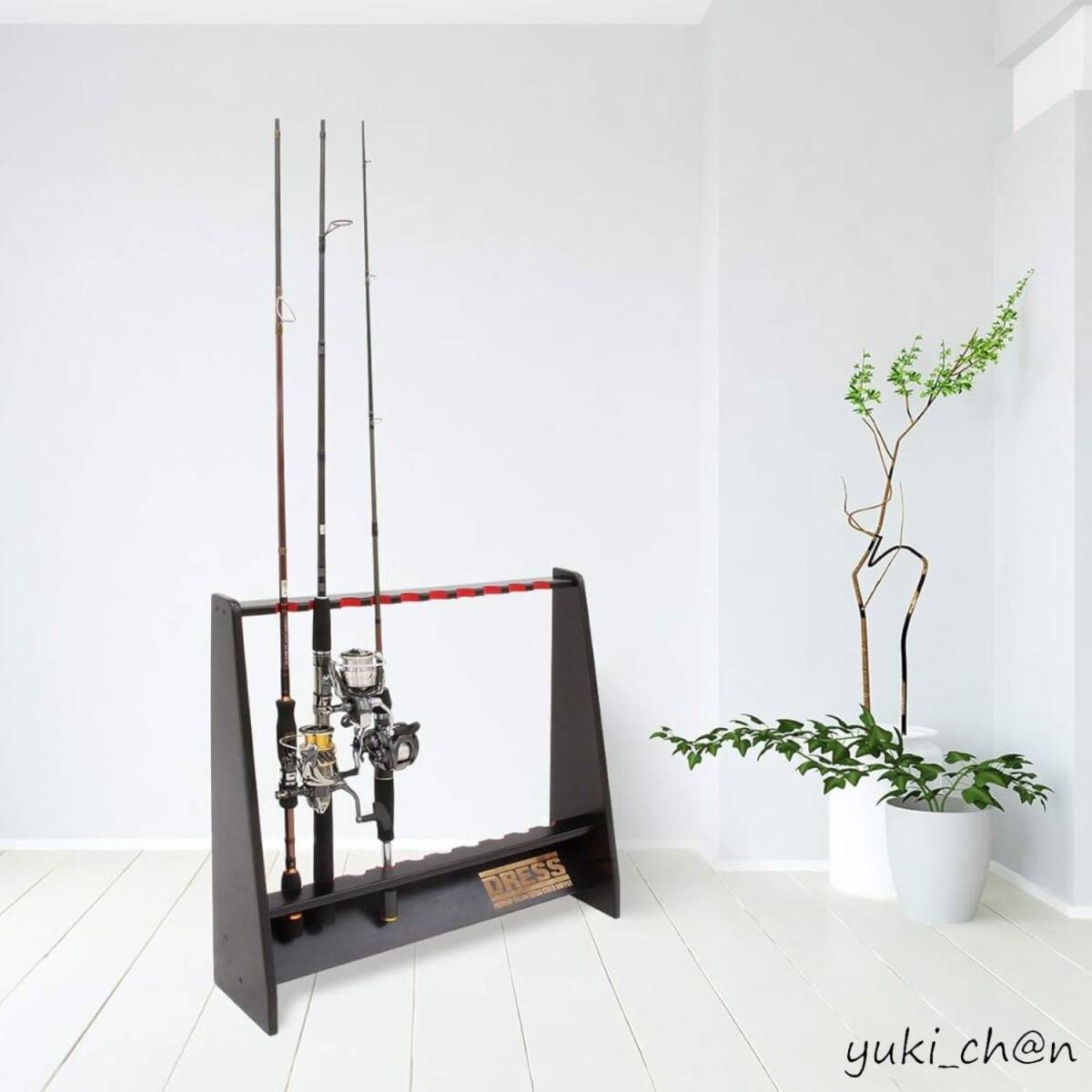 木製ロッド&リールディスプレイスタンド ロッド置き 竿置き リール置き 収納 10本用 釣り ロッドケース リール乾燥 鑑賞拍卖