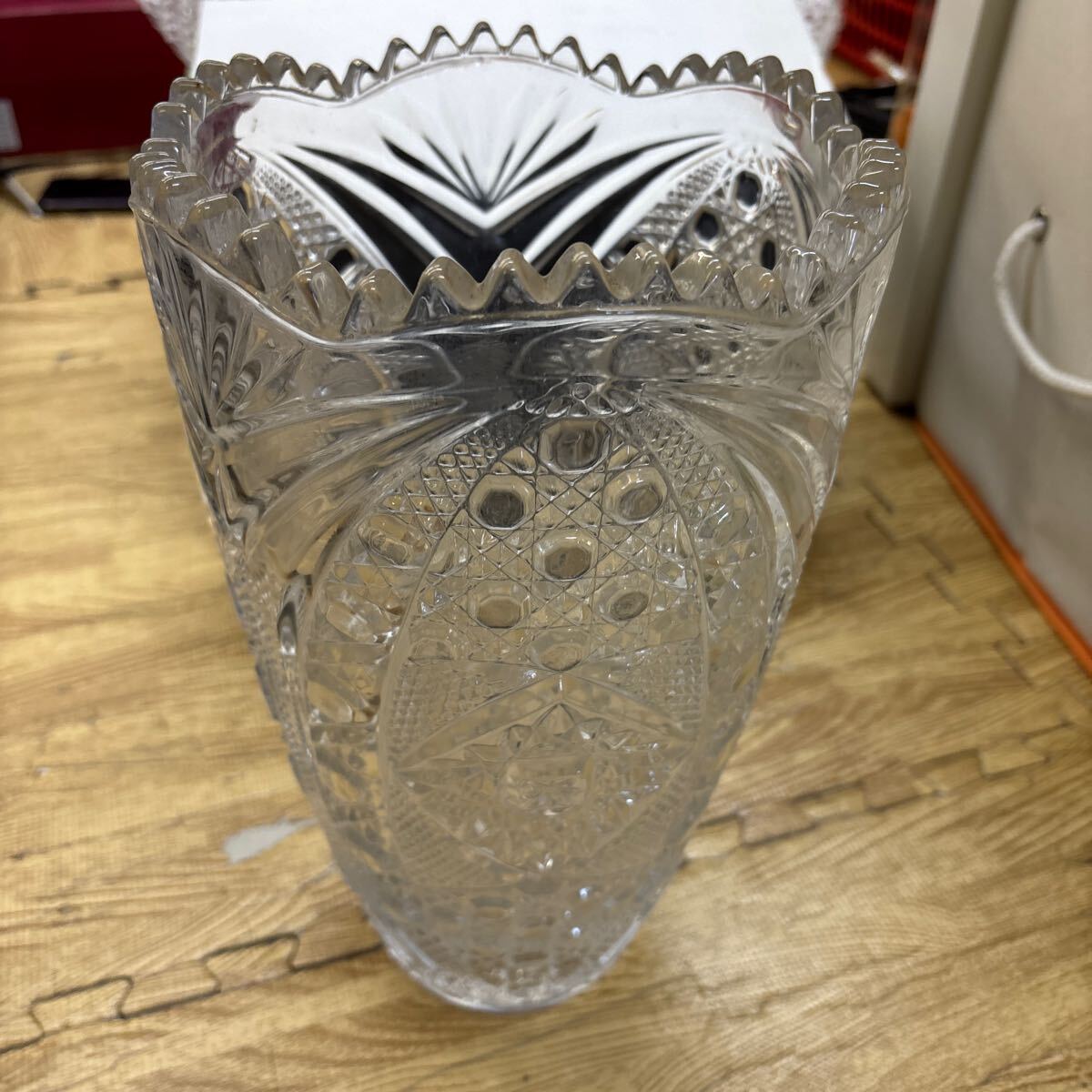 9-225 カメイグラス リードクリスタル フラワーベース 花器拍卖