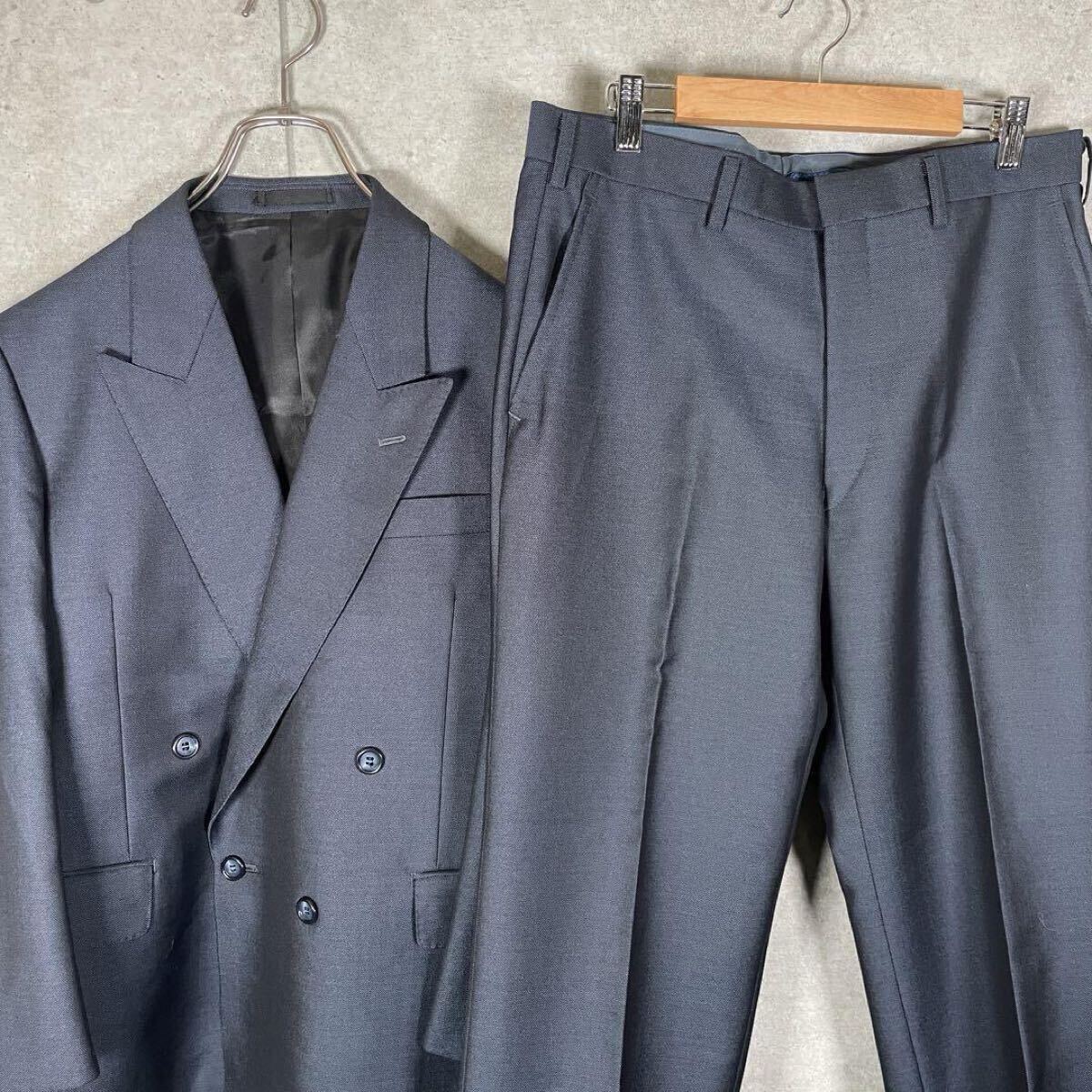 セットアップ テーラードジャケット ダブルボタン 菅田将暉 90s スーツ セレモニー 上下セット ヴィンテージ 人気カラー 濃紺 L拍卖