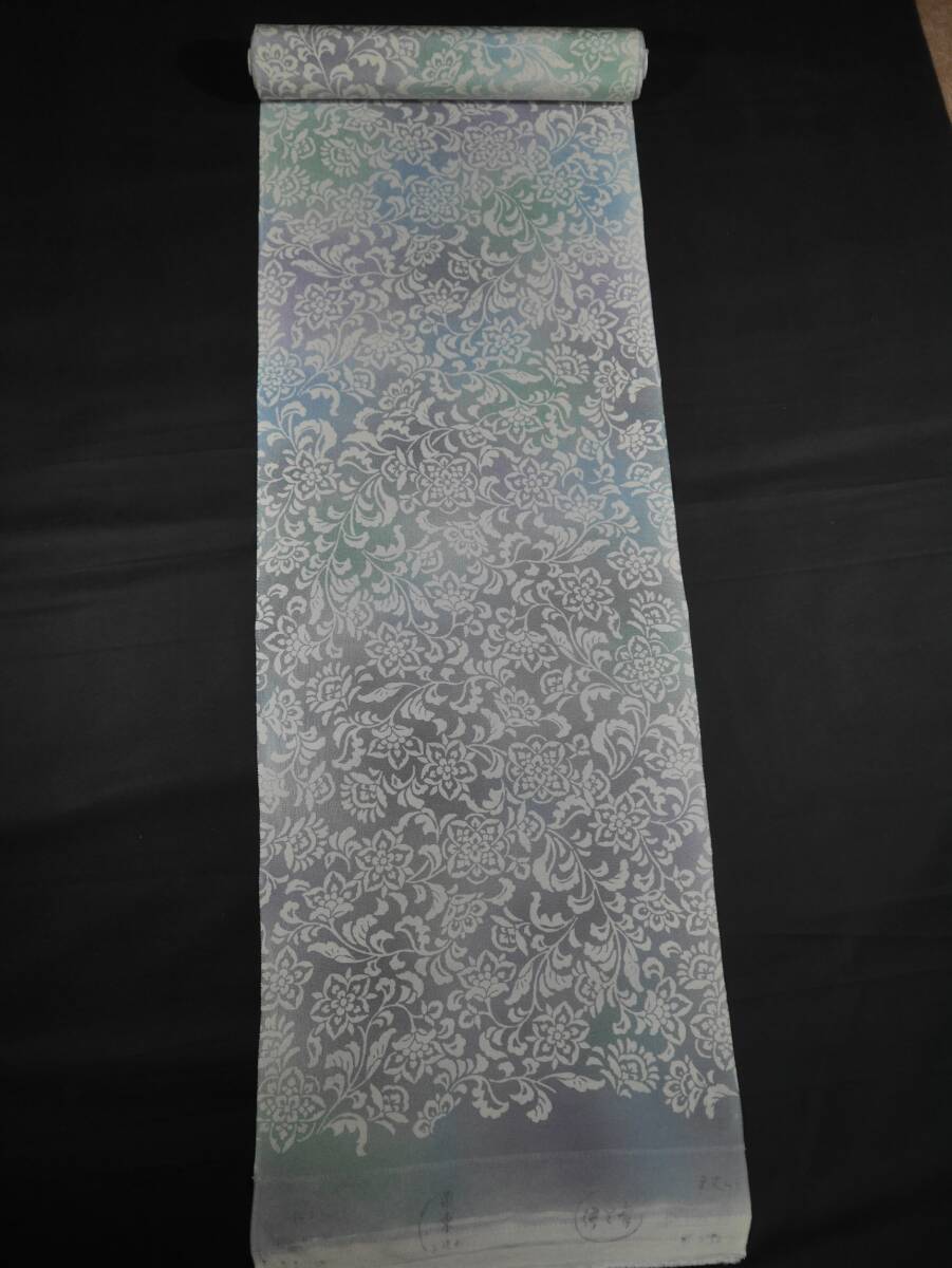未仕立て新品 京友禅堰き出し染め九寸 唐草模様 ミックスぼかし地色 正絹100% 伊と幸ちりめん生地 お仕立て代込み 送料無料拍卖