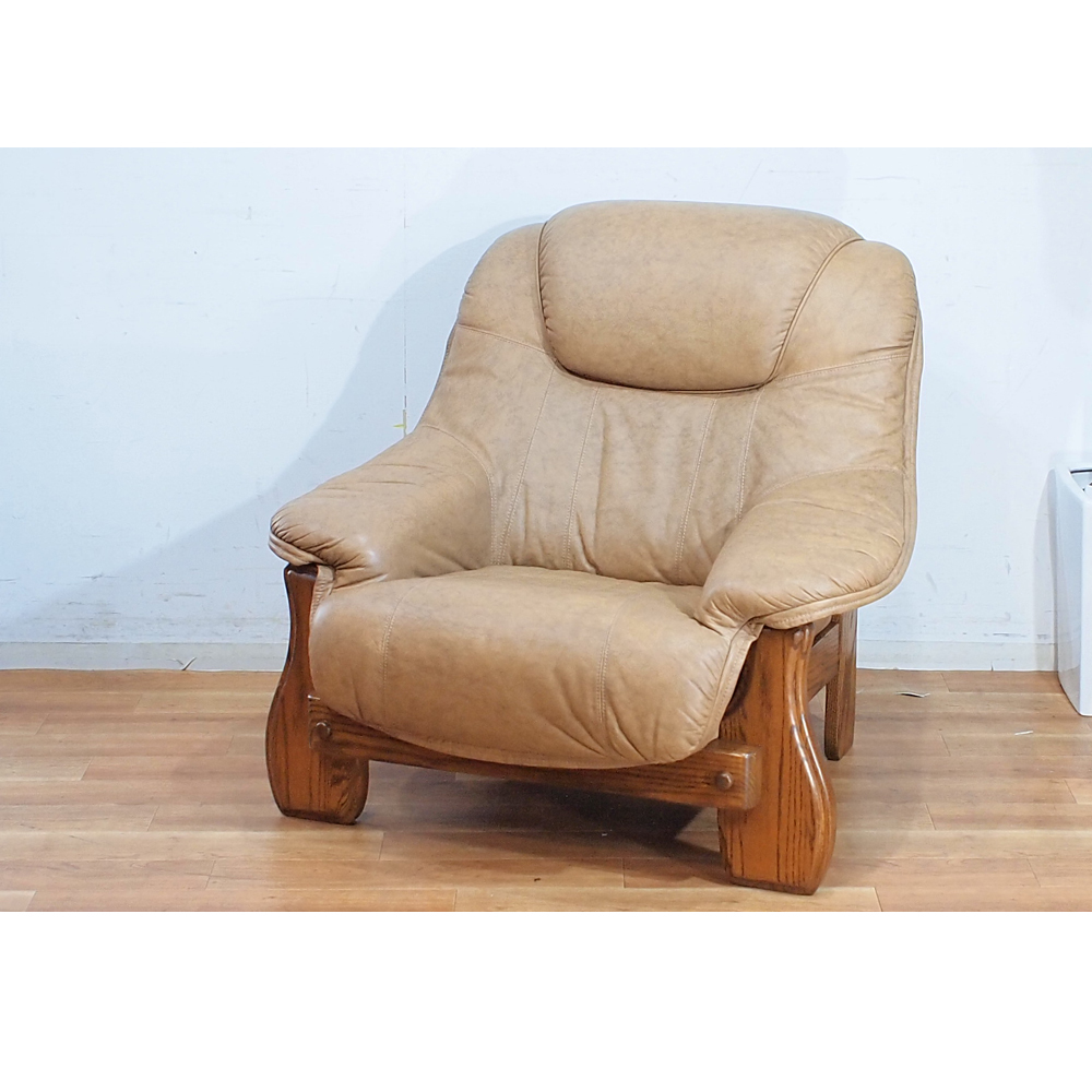 フランスベッド取扱い クラシカル 1人掛けソファ ダッチカントリースタイル 合皮拍卖