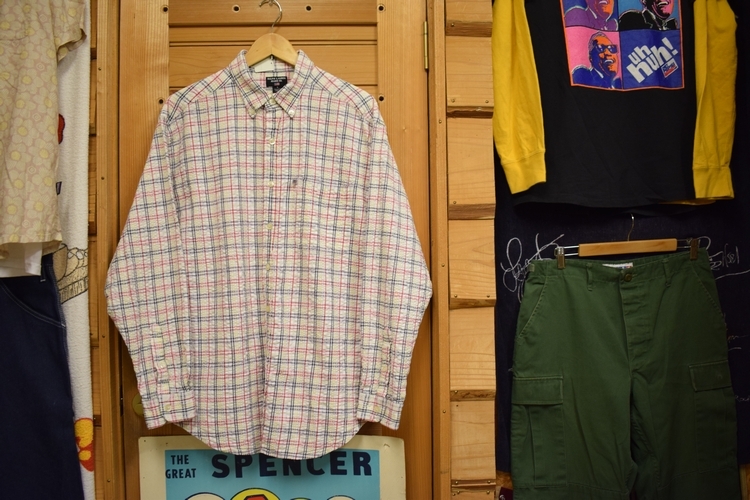グッドスタイル90s~ビンテージRalphLaurenJeansラルフローレン長袖ボタンダウンシアサッカーチェックシャツLアメカジストリートx616拍卖