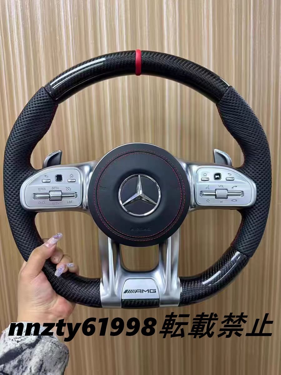 メルセデス・ベンツ AMG スタイル カーボンファイバー ステアリングホイール 総成品 改装パーツ拍卖