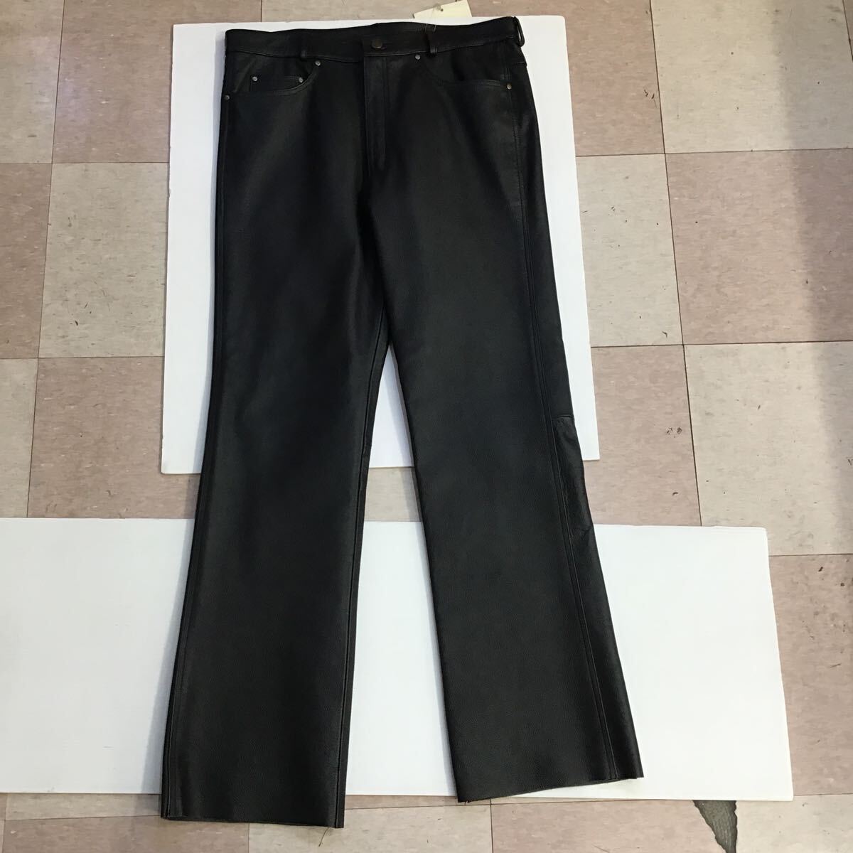 ナンカイ (NANKAI) ストレートレザースラックス 牛革・BK/XL P90711XL 管理No-3007拍卖