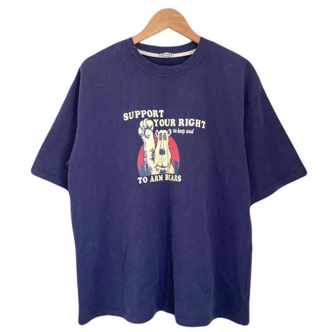 アニマルTシャツ イヌ レディース ネイビー 半袖 丸首 コットン フリーサイズ拍卖