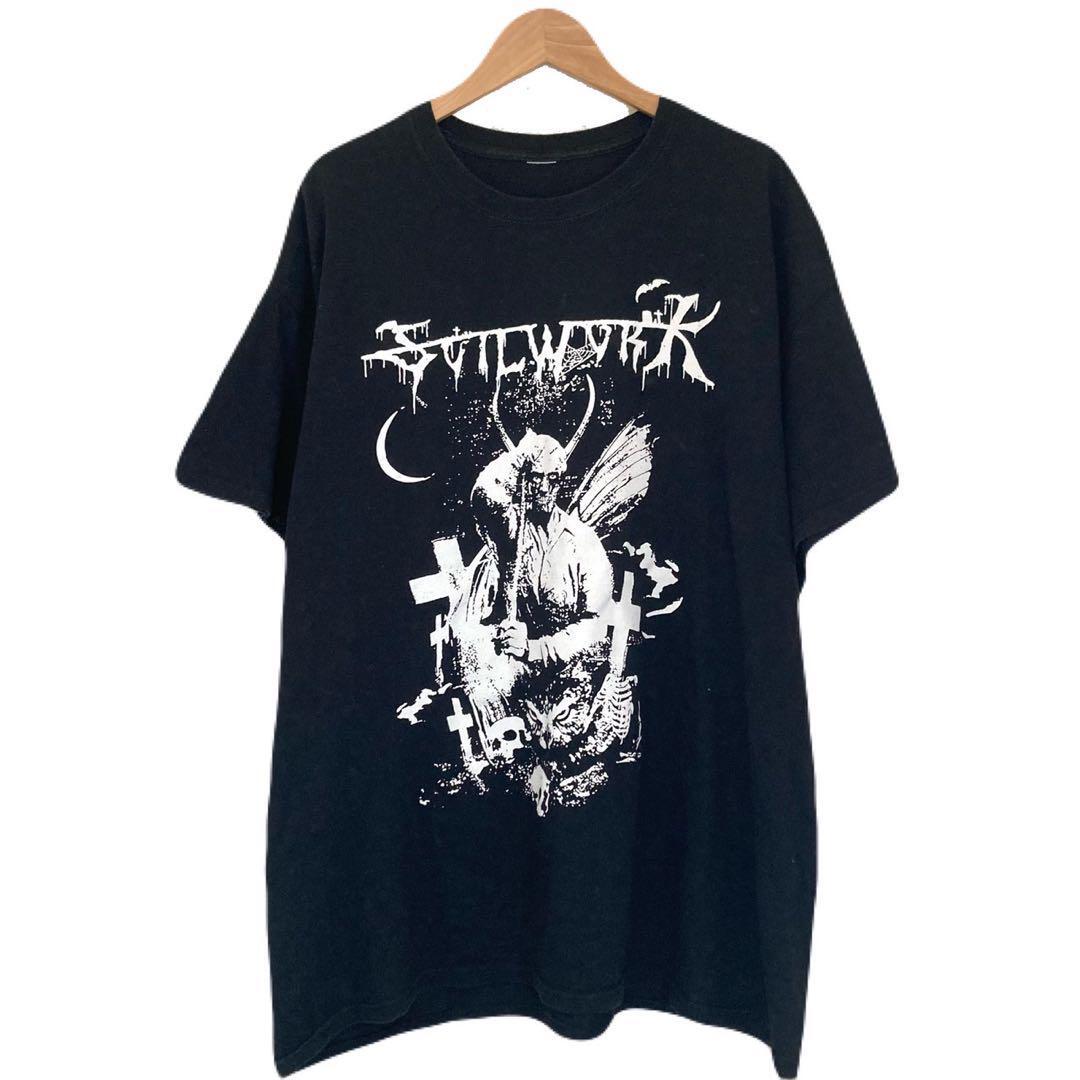 ソイルワーク Tシャツ 悪魔 デーモン プリント 半袖 ブラック 十字架 墓拍卖