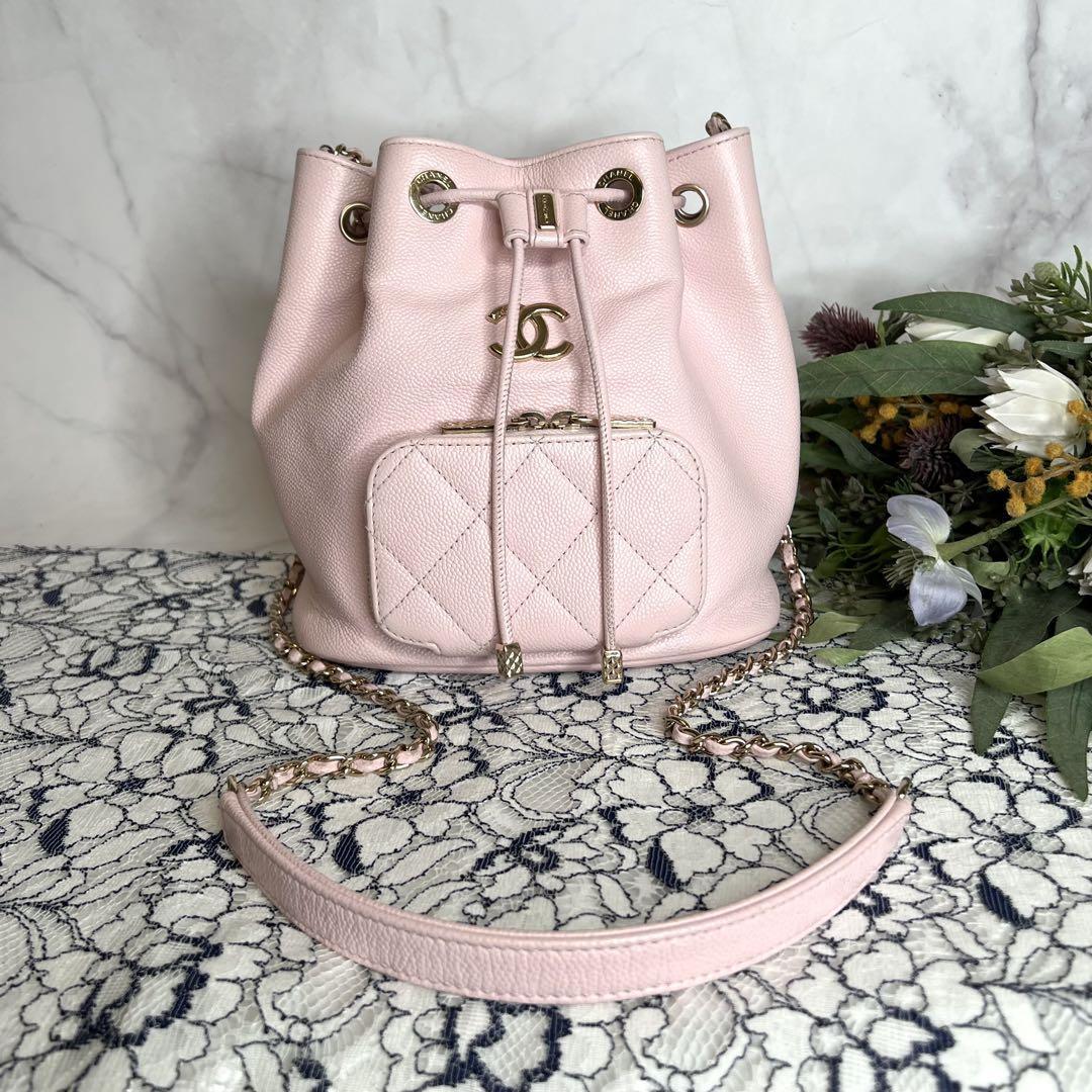 CHANEL シャネル【美品】キャビアスキン 巾着 チェーンショルダーバッグ拍卖