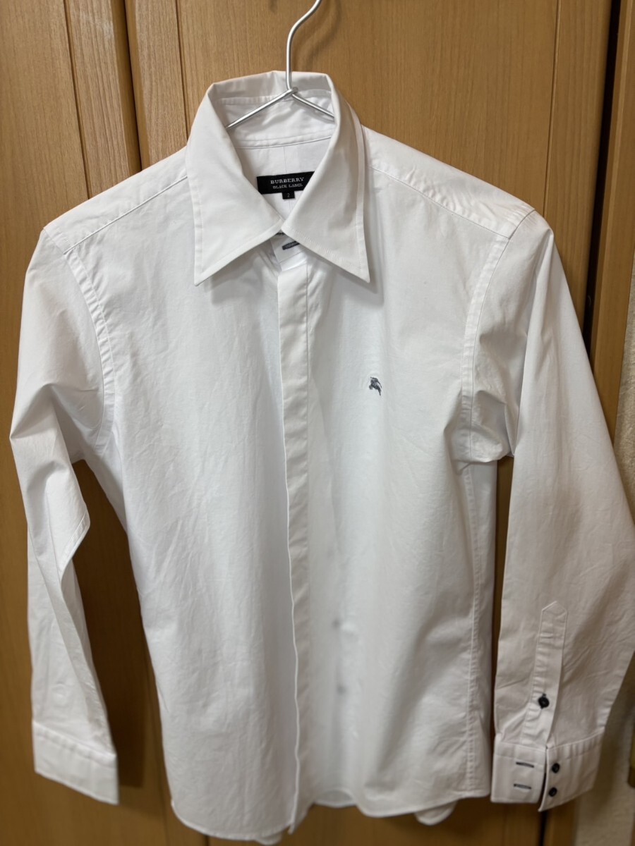 バーバリーブラックレーベル BURBERRY BLACK LABEL ホース刺繍 ボタンデザイン シャツ サイズ 2 M〜L拍卖