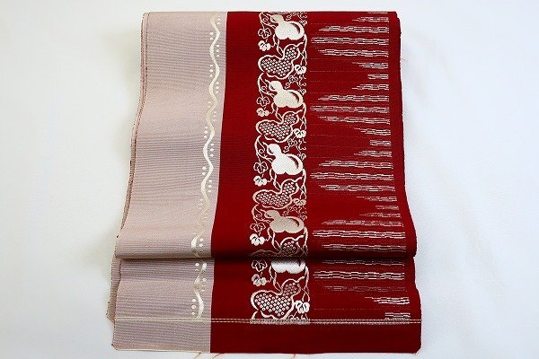 アンティーク帯 単衣 3m76cm ひょうたん 大正ロマン レトロ お洒落 正絹 着物フィ 18780拍卖