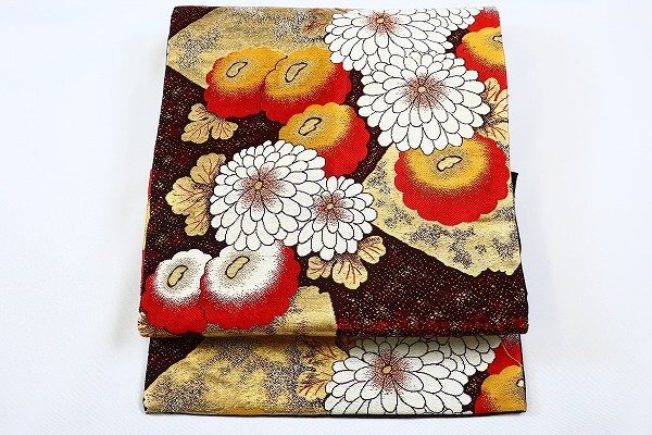 未使用品 美品 アンティーク 名古屋帯 黒 刺繍 3m33cm ビビット 大正ロマン レトロ お洒落 正絹 着物フィ 18857拍卖