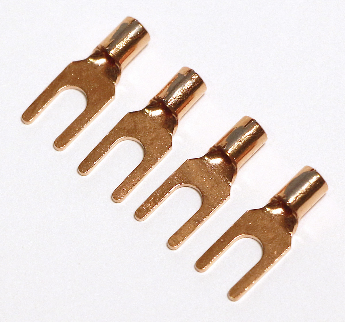 ネコポス無料!非メッキ OFC 高純度無酸素銅 Yラグ圧着端子 Y端子 純銅 無メッキ スペード端子 日本製 国産 4個set 1.25Y-3拍卖