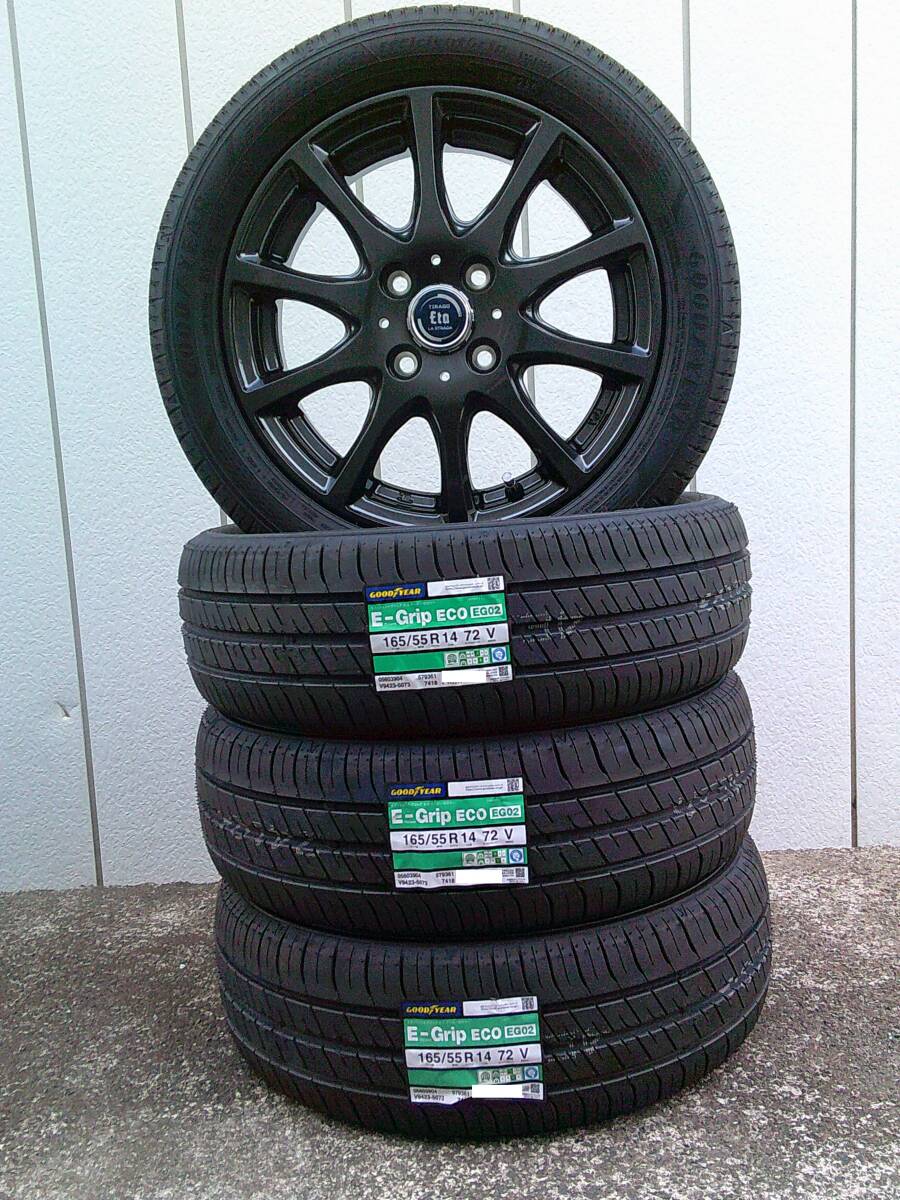 グッドイヤー☆EG02☆165/55R14☆新品ホイールセット☆スペーシア・ミラ・N-BOX・パレット・タント・軽自動車等☆Hm拍卖
