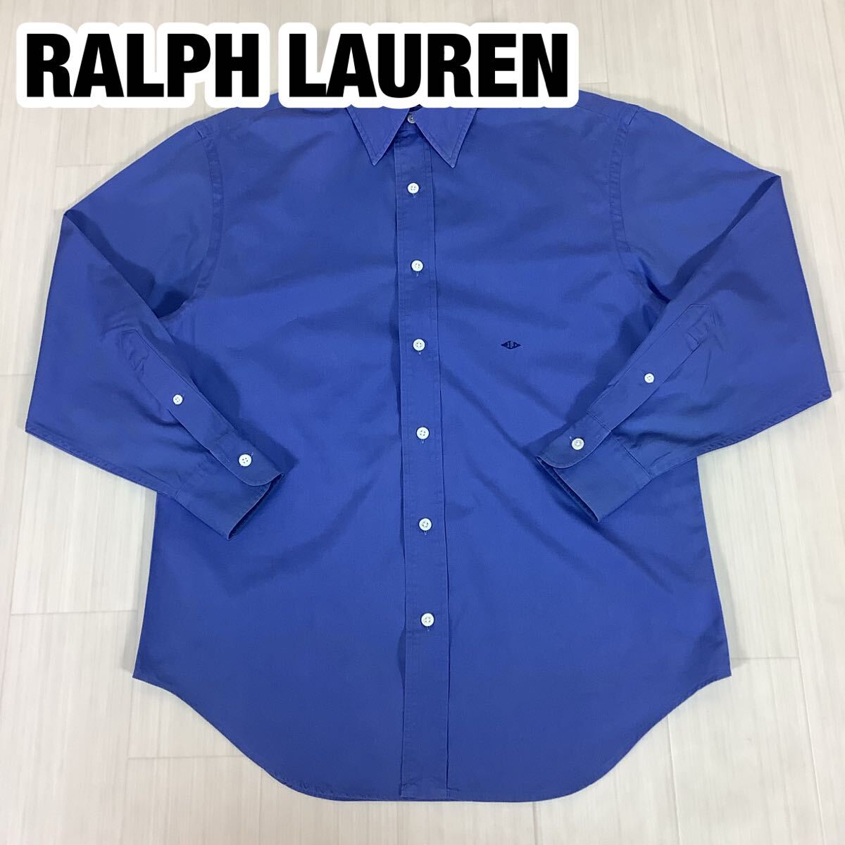 RALPH LAUREN ラルフローレン 長袖シャツ レディースサイズ 7 ブルー 刺繍ロゴ拍卖