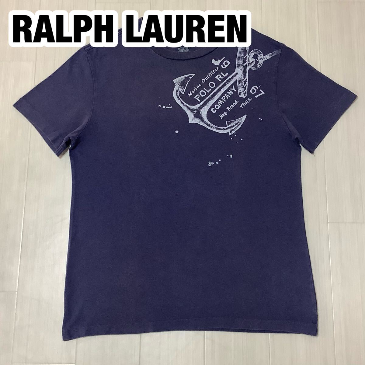 POLO BY RALPH LAUREN ポロバイラルフローレン 半袖Tシャツ ボーイズサイズM ネイビー ビッグプリント拍卖