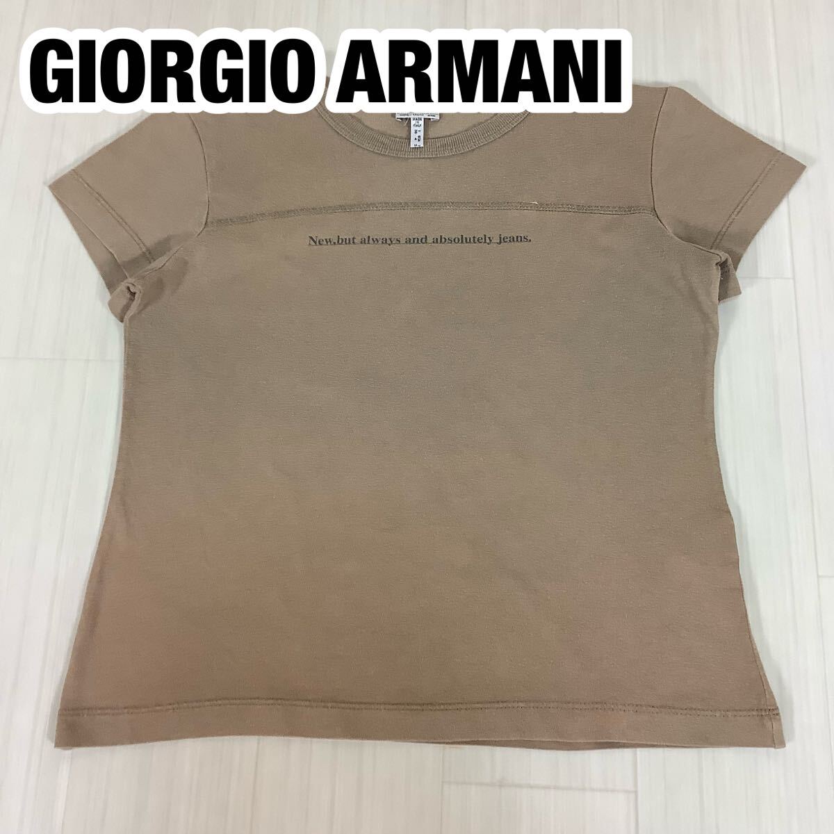 イタリア製 ARMANI JEANS アルマーニジーンズ 半袖Tシャツ サイズ4 ブラウン プリントロゴ拍卖