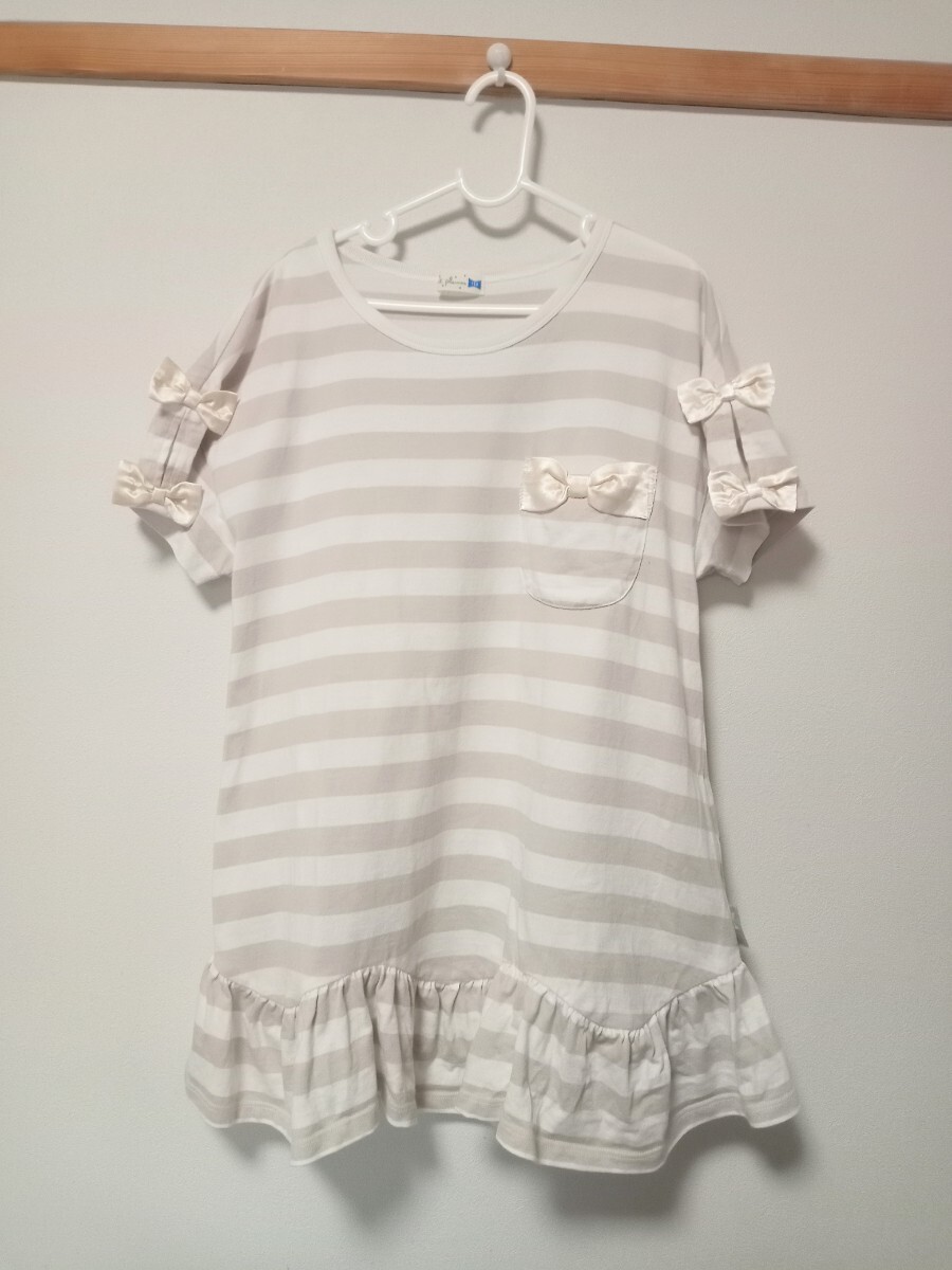 KP(ニットプランナー)ボーダー リボン カットソー 150 半袖Tシャツ拍卖