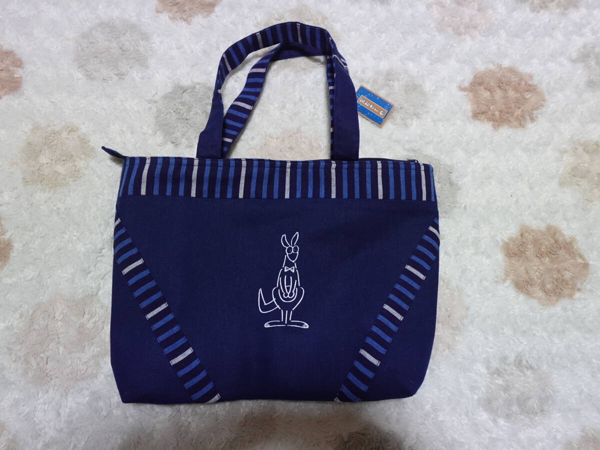 新品☆藍むさしの 帆布 トートバッグ カンガルー拍卖