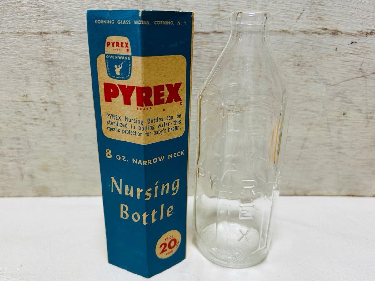 未使用品★OLD PYREX★パイレックス★nursing bottle★8oz. narrow neck★ベビーボトル★アメリカ製★ビンテージ★corning glass works拍卖