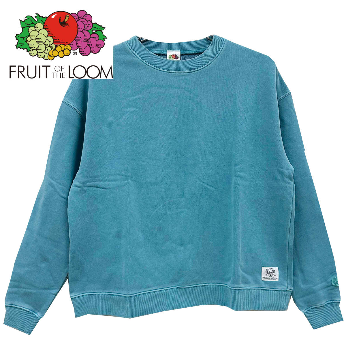 新品 S ★ フルーツオブザルーム レディース トレーナー ブルー 長袖 裏毛 フレンチテリー FRUIT OF THE LOOM FOTL 無地 ロゴワッペン 綿拍卖
