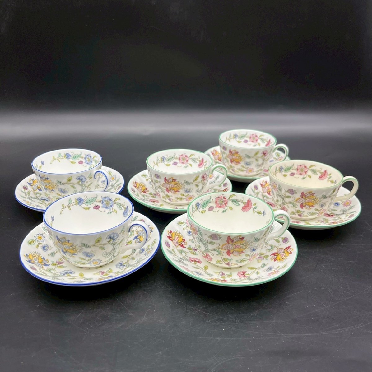 SW0417-28-3 現状品 MINTON ミントン HADDON HALL BLUE FOUNDED 食器 まとめ カップ ソーサー 花柄 60サイズ拍卖