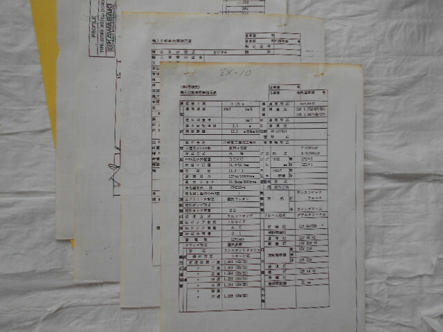 kawasaki 旧車 ZX-10 輸入車明細諸元表 全4枚拍卖