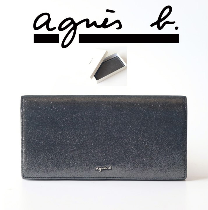 新品箱付き【agnes b. アニエスベー】メタリックレザー フラック長財布 ロングウォレット v6854拍卖