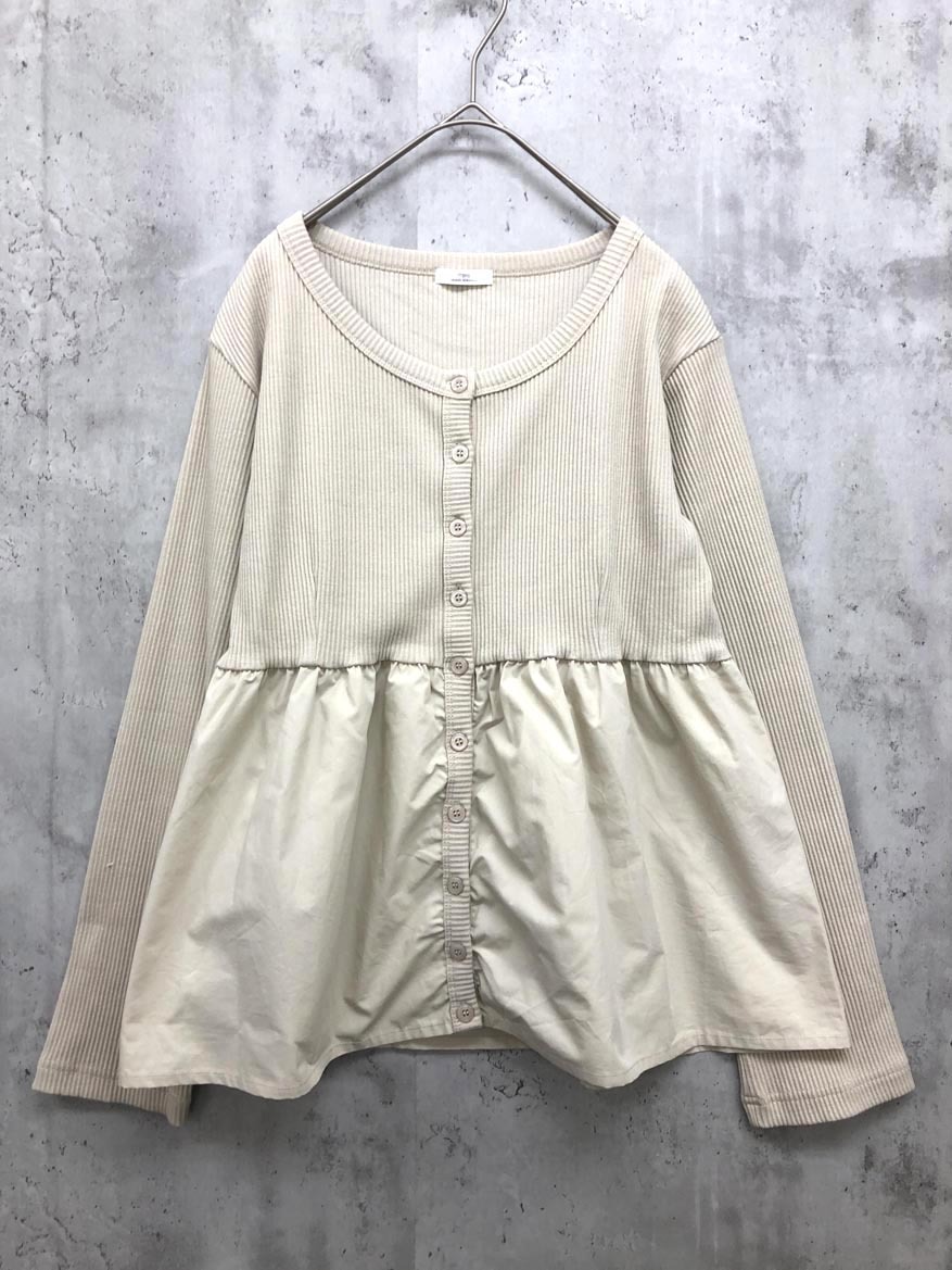 ゆうパケットOK 美品 ITEMS URBAN RESEARCH アーバンリサーチ リブ ドッキング プルオーバー カットソー sizeF/ベージュ ■◇拍卖