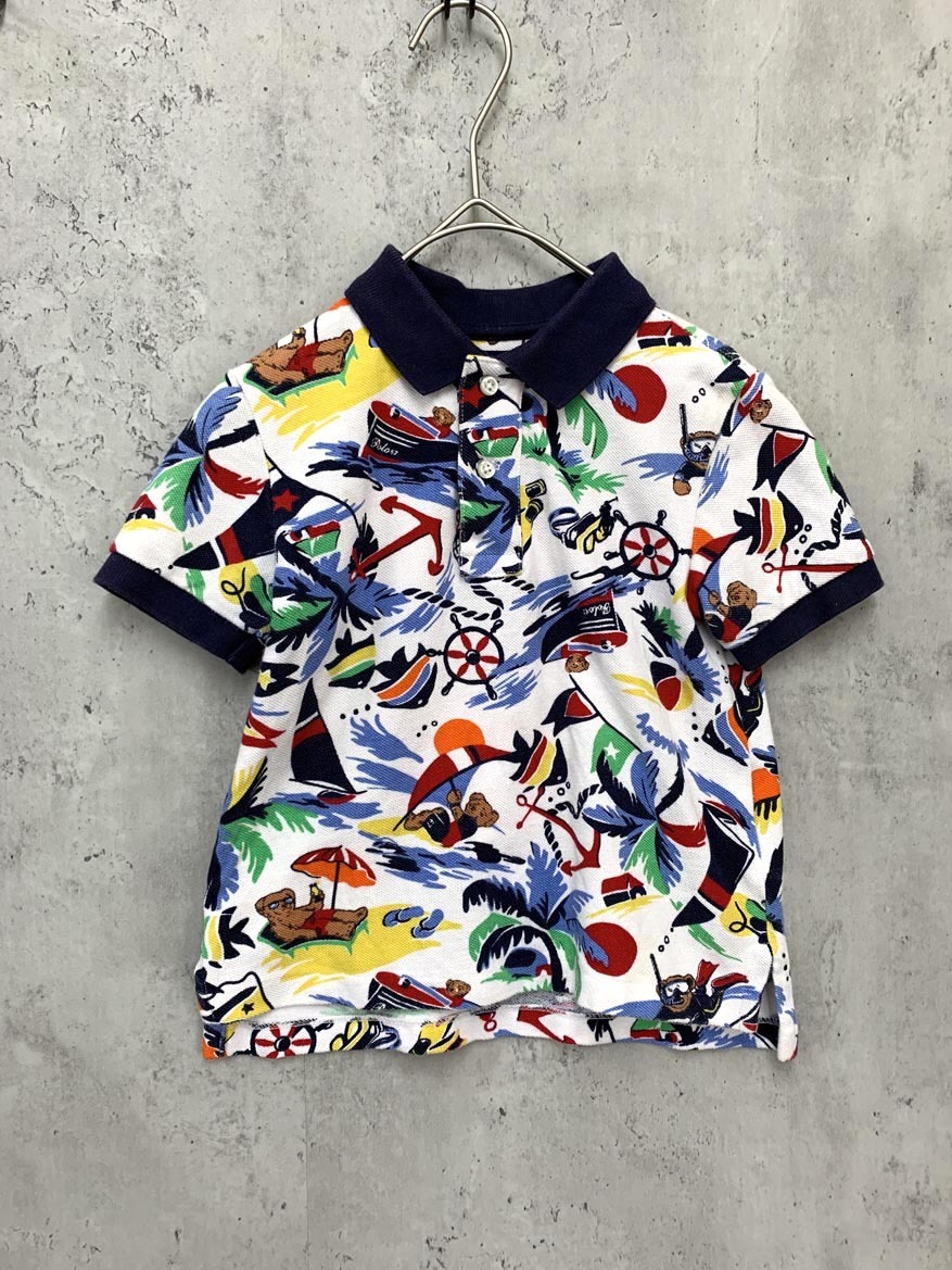 ゆうパケットOK POLO RALPH LAUREN ポロ ラルフローレン ポロベア マリンリゾート ポロシャツ size3(100)/総柄 ■■ ☆ fdc4 子供服拍卖