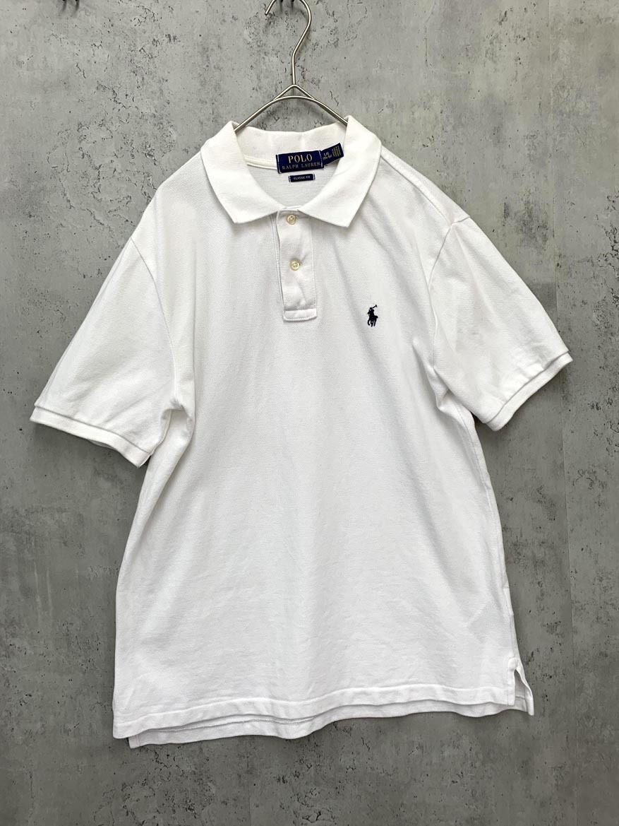 ゆうパケットOK POLO RALPH LAUREN ポロ ラルフローレン CLASSIC FIT ロゴ刺 半袖 ポロシャツ sizeL(14-16)160/白 ■■ ☆ fdc4 子供服拍卖