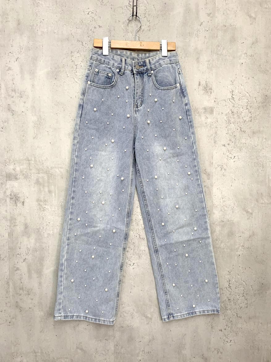 THE YOn ザヨン パール デニムパンツ sizeS/ライトブルー ■■ ☆ fdc4 レディース拍卖