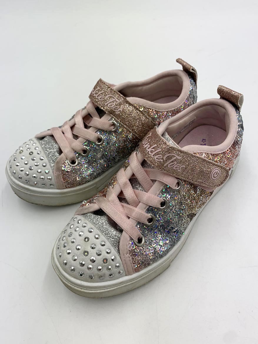 SKECHERS スケッチャーズ 314776L ラメ マジックテープ トゥインクル スパークス スニーカー size18.0/ピンク ■■ ☆ fdb7 子供服拍卖