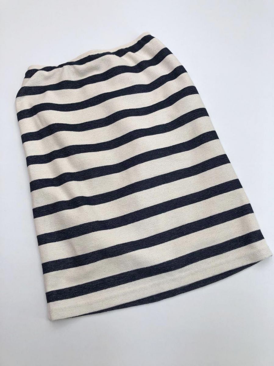 ゆうパケットOK 新品 Liflattie ships リフラティシップス ボーダー ミニ スカート sizeONE/白x紺 ■◇拍卖