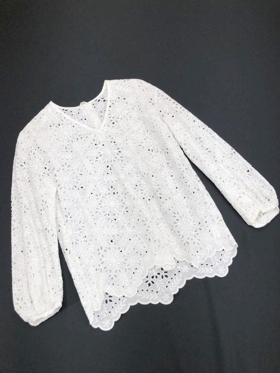 ゆうパケットOK IENA イエナ 長袖 Vネック ブラウス シャツ 白 ■◇拍卖