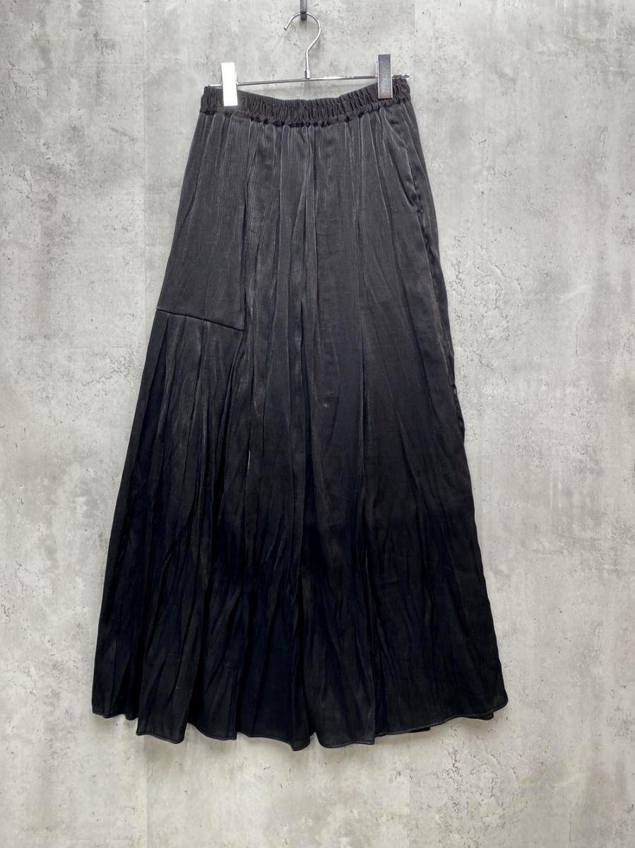 JEANASIS ジーナシス JS050785CF ロング フレア シャイニーギャザー スカート sizeF/黒 ■◇拍卖