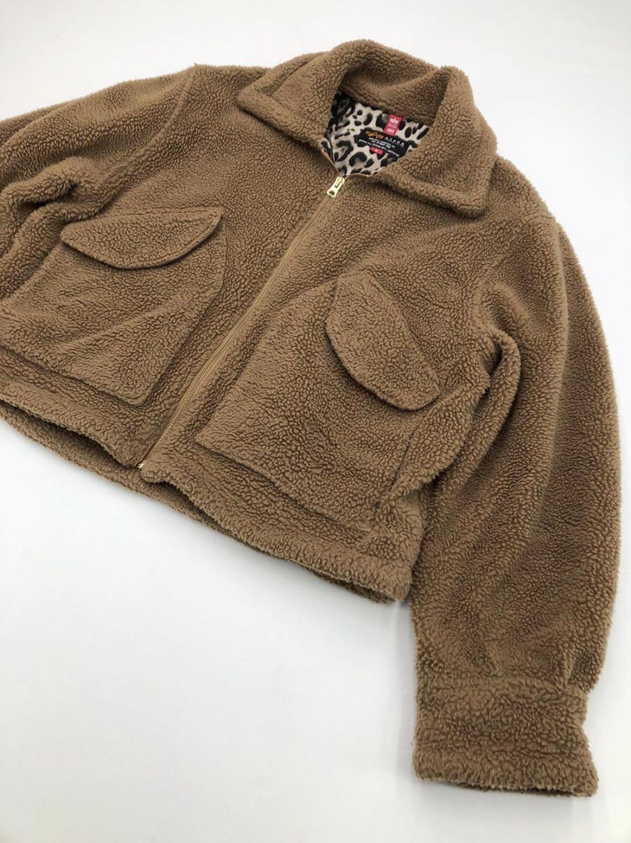 ALPHA アルファ 長袖 ボア ジップアップ ジャケット sizeM/茶 ◆■拍卖