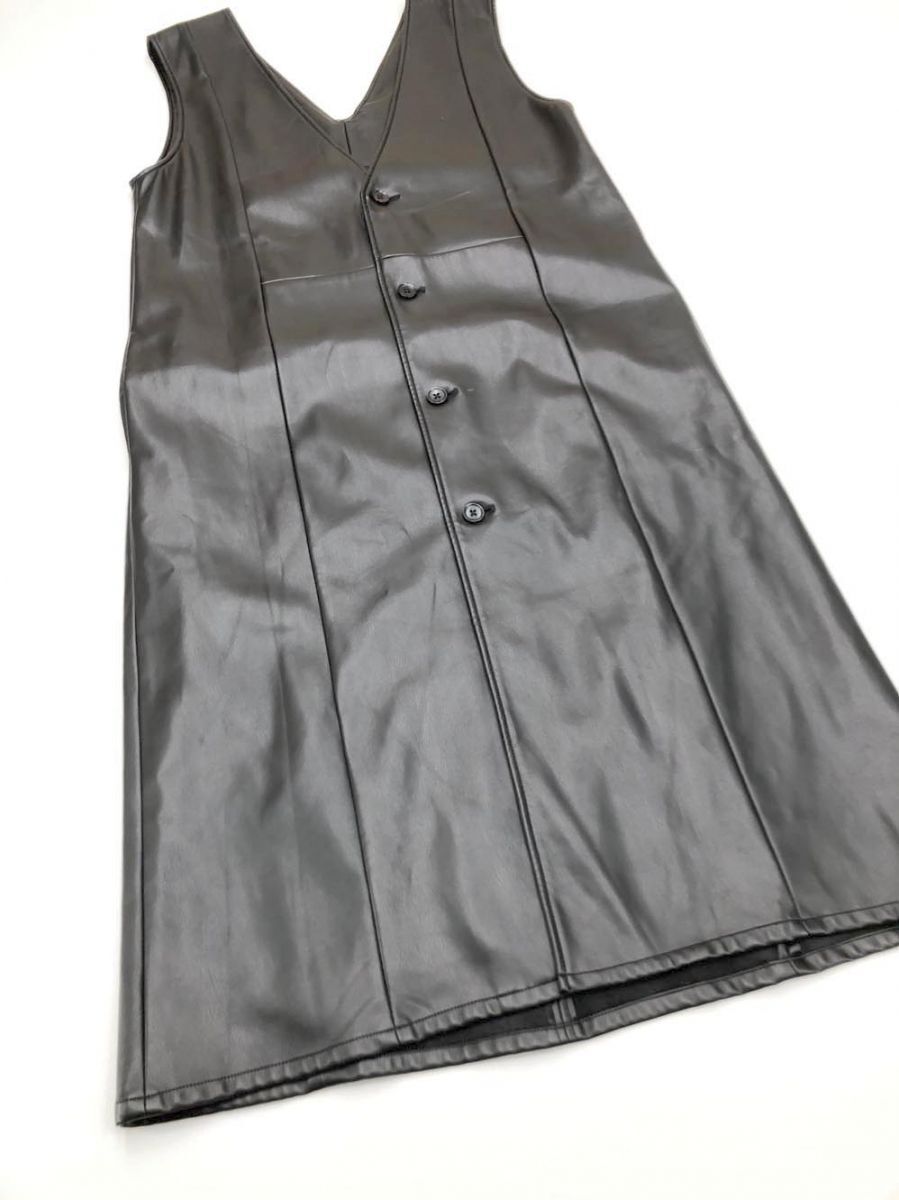HARE ハレ フェイクレザー ロング ベスト sizeF/黒 ◇■拍卖