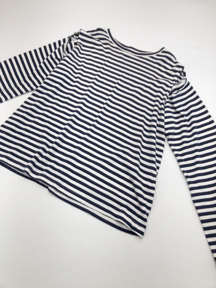 ゆうパケットOK ■COLLAGE コラージュ ガリャルダガランテ ボーダー オープンショルダー 長袖 カットソー sizeF/白x紺 ◇■拍卖