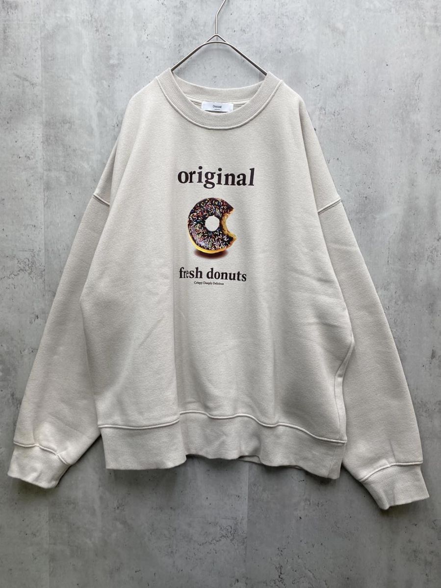 Discoat ディスコート DPZ2022206A0007 クッキーアンドドーナッツグラフィック 長袖 トレーナー スウェット sizeF/グレージュ ■◇拍卖