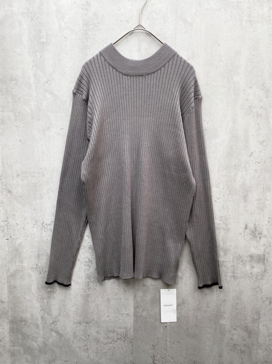 新品 Discoat ディスコート DCZ1042205A0021 モチモチリブ パイピングハイネック 長袖 ニット セーター sizeL/グレー ■◇拍卖