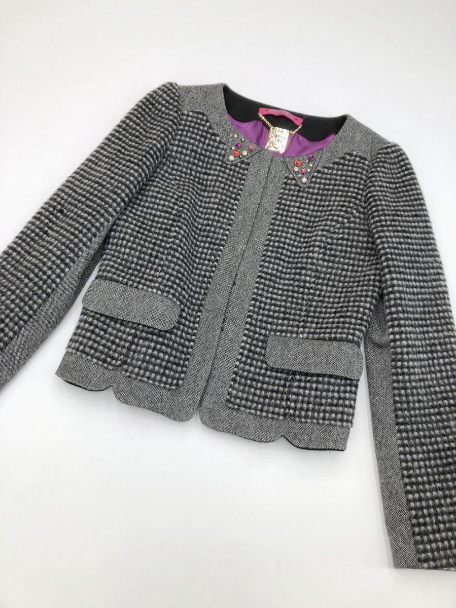 美品 DOLLY GIRL ドーリーガール 長袖 ノーカラー ジャケット size1/グレー ◆■拍卖