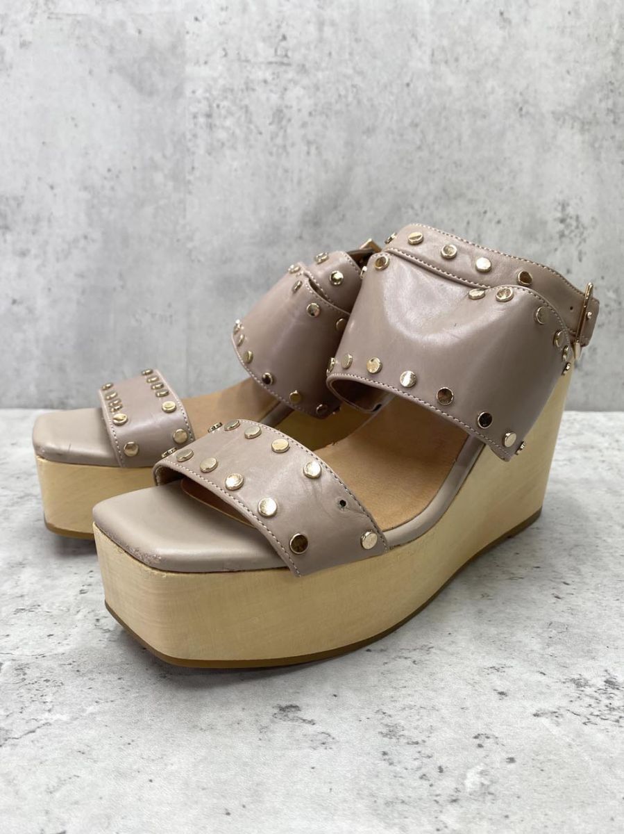 Piche Bianc ピシェビアン アバハウス 厚底 ウッドソールサンダル size37/ベージュ ■◆拍卖