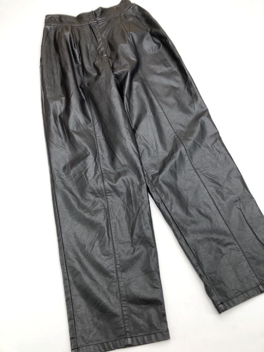 美品 MOUSSY マウジー フェイクレザー パンツ size2/黒 ■■拍卖