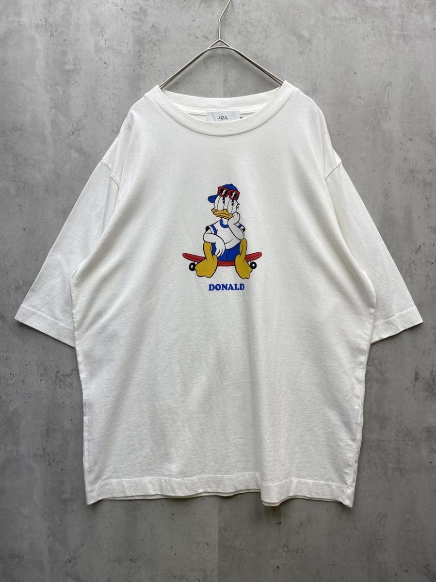 ゆうパケットOK AZUL BY MOUSSY アズールバイマウジー 250CAG90-294G ドナルドダック ディズニー 半袖 Tシャツ sizeM/白 ■◆拍卖