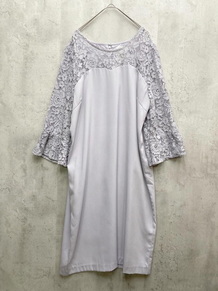 ゆうパケットOK GIRL DRESS for now ガール レーススリーブ Iライン ワンピース パーティー ドレス sizeXXL/ラベンダー ■◇拍卖