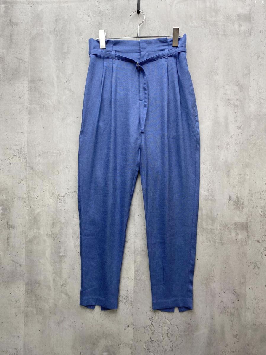 ゆうパケットOK 美品 green label relaxing ユナイテッドアローズ リネンライク FM トリアセ PE テーパード パンツ size36/青 ■◆拍卖