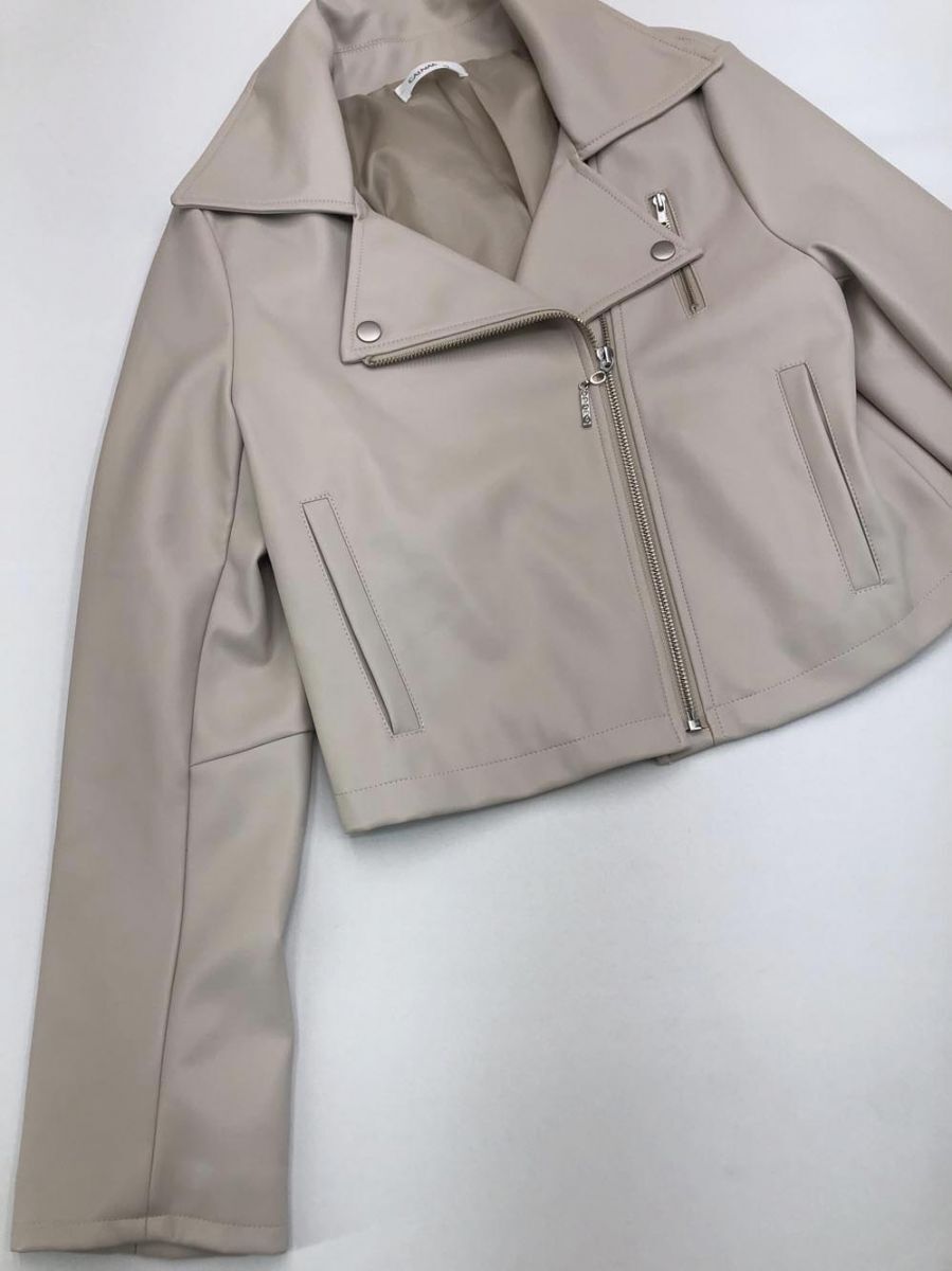 美品 カルナムール CALNAMUR グロースライダーフェイクレザーブルゾン 592420180201-01 ライダース ジャケット sizeF/ベージュ ◇■◎拍卖