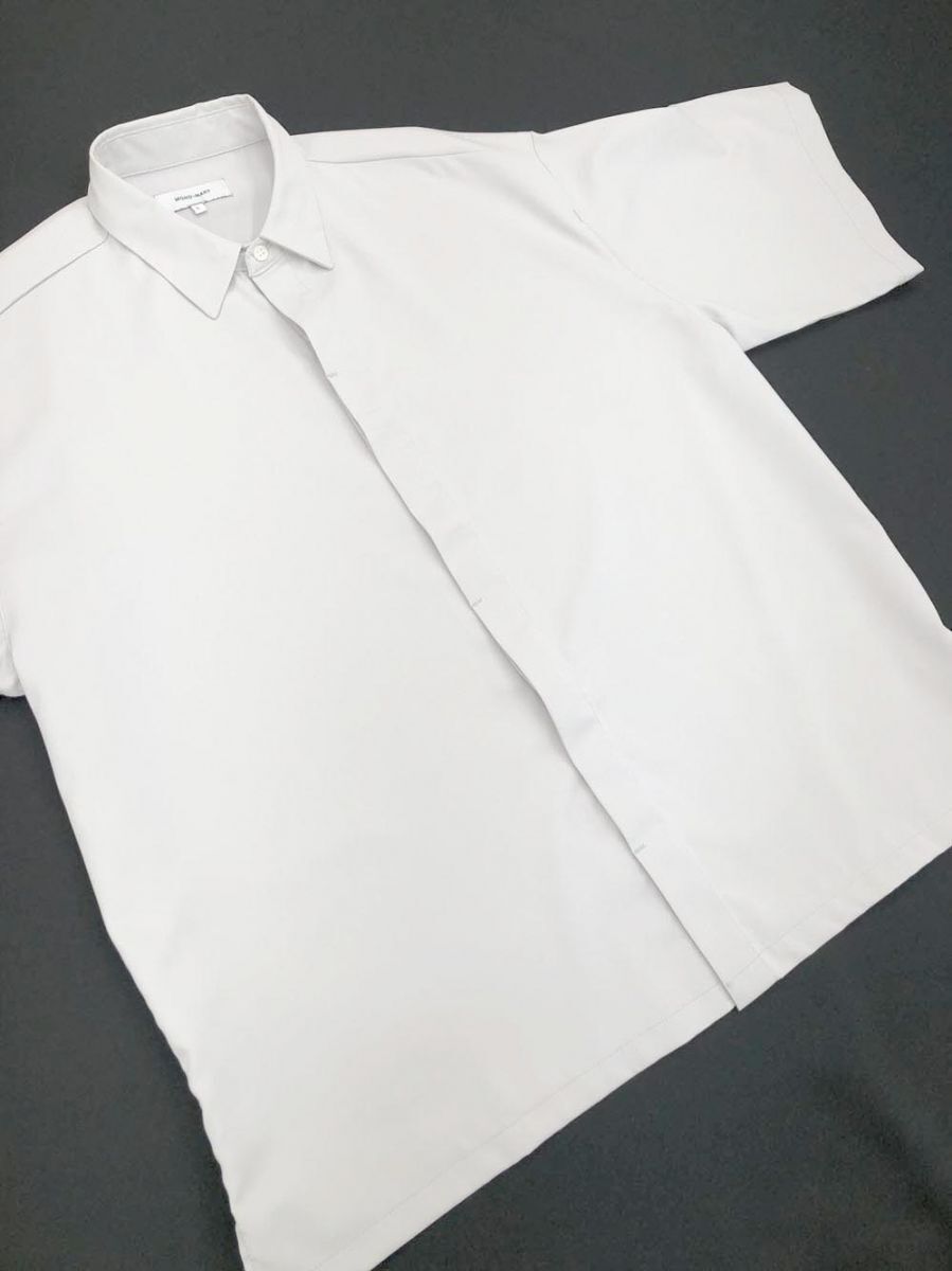 ゆうパケットOK ■MONO-MART モノマート 綾トロミ オーバーサイズ比翼S/S シャツ sizeL/ライトグレー ■◇拍卖